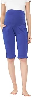 Women's Cotton Chic Basic Maternity Shorts in Blue