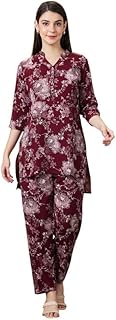Women's Cotton Maternity Night Suit set|Nursing|Feeding Printed Tunic & Bottom Coord Set 2426