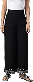 Women High Rise Strechable Parallel Pants | Regular Fit Trousers