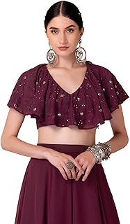 Women's Georgette Sequin Short Sleeve Regular Fit Blouse Pack of 1