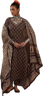 INDO ERA Women's Straight Pure Cotton Printed Kurta & Pant with Dupatta Set