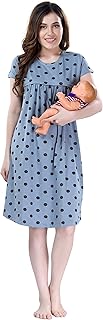 Women's Cotton All Over Print Midi Maternity Feeding Nighty