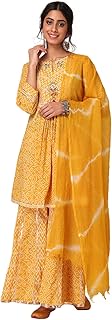 Women's Cotton Kurta Sets (ICD00355_Yellow_S)