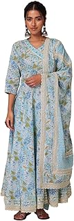 Women's Cotton Floral Print.paired Regular Kurta and Pants with Dupatta